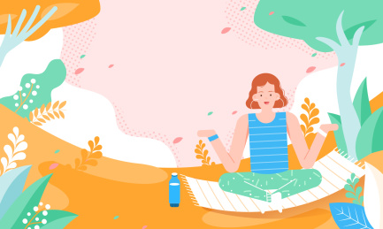 卡通瘦身瑜伽减脂计划训练背景矢量插画