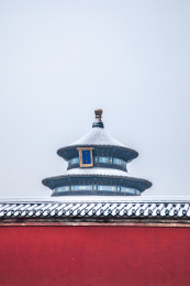 中国北京天坛祈年殿红墙雪景