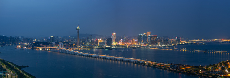 中国澳门城市风光天际线繁华夜景