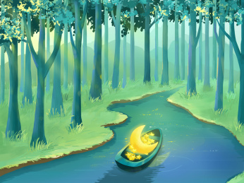 清晨森林梦幻治愈系商业插画