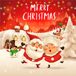 圣诞节快乐。圣诞节人物主题海报背景。