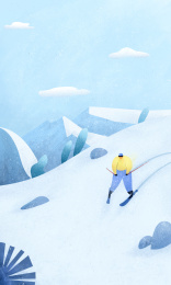 滑雪肌理风插画 