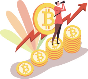 比特币区块链金融概念矢量插画