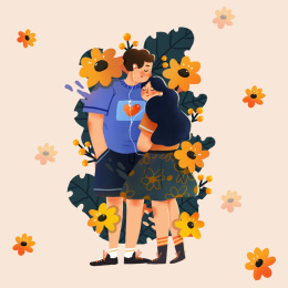 两个人静静的听音乐