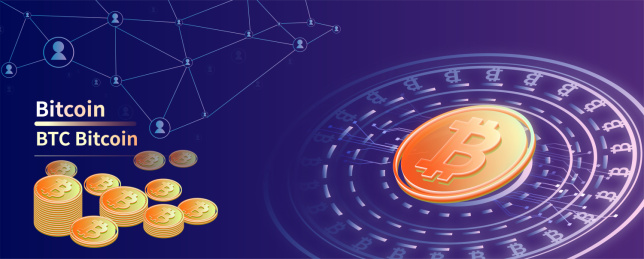 比特币网络电子虚拟货币交易的科技感插画背景