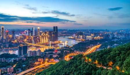 重庆城市现代建筑天际线夜景
