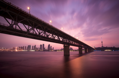 湖北武汉长江大桥全景风光