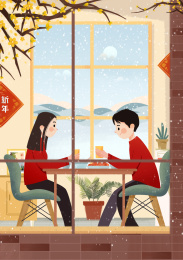 一对情侣在家里包饺子准备吃年夜饭