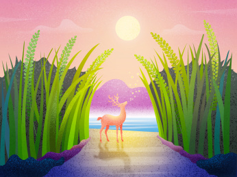 一只在小满节气仰望星空与萤火虫对话的鹿