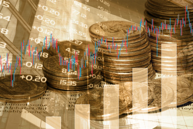 硬币堆砌堆叠投资理财金融图表报告大数据走势趋势