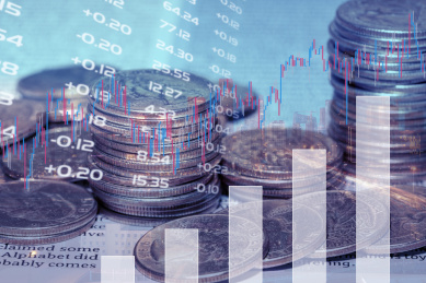 硬币堆砌堆叠投资理财金融图表报告大数据走势趋势