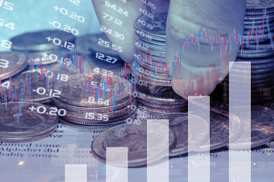 硬币堆砌堆叠投资理财金融图表报告大数据走势趋势