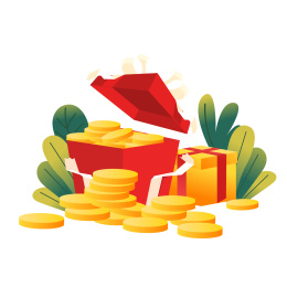 卡通礼包活动金融概念渐变矢量插画