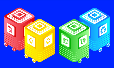 垃圾智能分类科技未来文明城市矢量插画素材