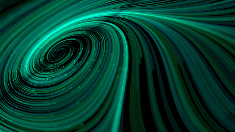 流向中心的漩涡状的发光粒子线条