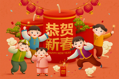 新春儿童点鞭炮插图