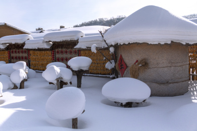 中国黑龙江省海林市雪乡村庄