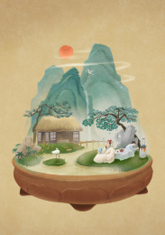 诗人住在山中吟诗作赋