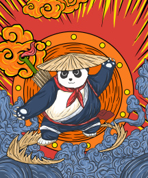 国潮风插画——功夫熊猫