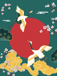 中国风仙鹤飞舞插画