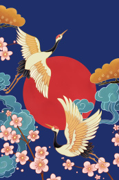 中国风仙鹤飞舞插画