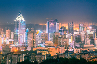 中国新疆乌鲁木齐市区夜景