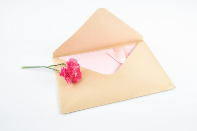 母亲节祝福贺卡和康乃馨花朵 