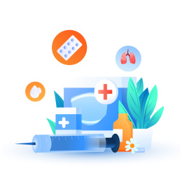 药品口罩疫苗矢量插画