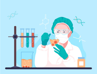 医生研究员在研究病毒矢量插画