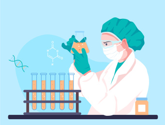 医生在做实验研究矢量插画