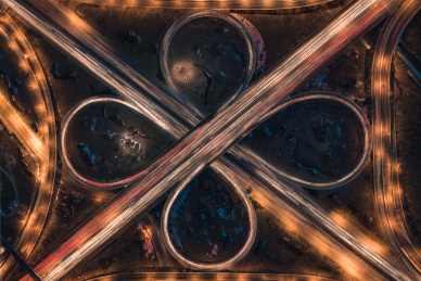 天津京津公路桥夜景航拍