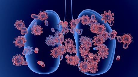 新型冠状病毒肺部传染3D概念场景