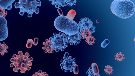 新型冠状病毒肺部传染3D概念场景