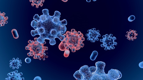 新型冠状病毒肺部传染3D概念场景