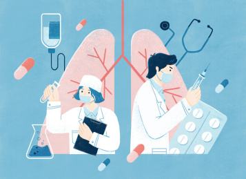 戴口罩治疗肺炎的医生