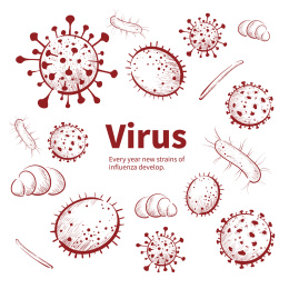 手绘矢量各种细菌病毒素材
