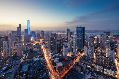 中国辽宁大连城市夜景