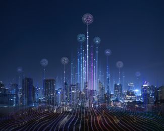 城市大数据连接高科技概念图
