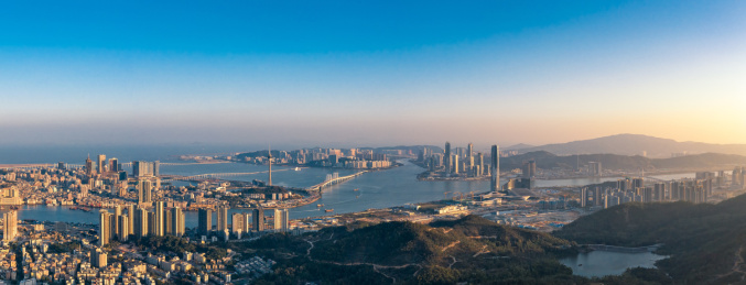 中国广东珠海横琴新区澳门全景