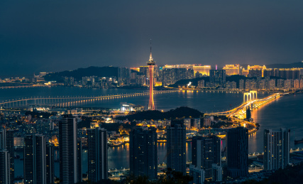 中国澳门特别行政区傍晚澳门塔