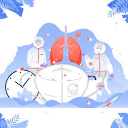 身穿防护服的医生卡通插画