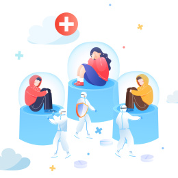 隔离治疗病人矢量插画