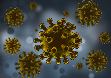 手绘科普图：肺部器官感染病毒细胞