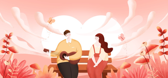 情侣坐在座椅上弹唱