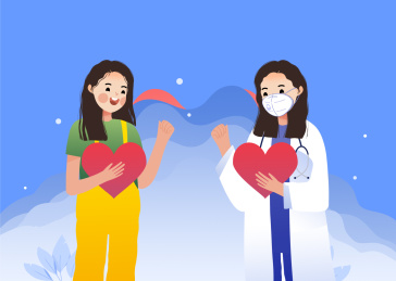 抗击病毒加油打气卡通插画