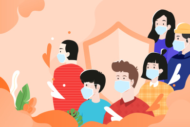 戴口罩的人矢量插画