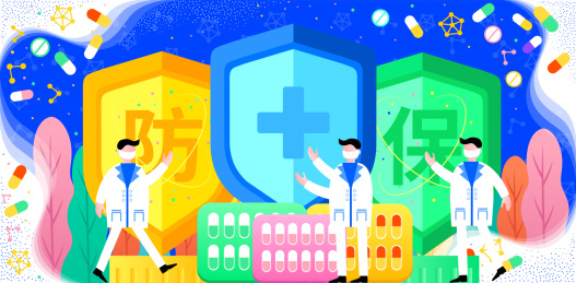 医生讲解病毒防护炫彩科技风矢量插画