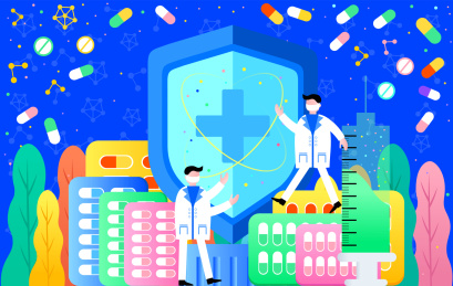 医生讲解医疗健康知识炫彩科技风插画