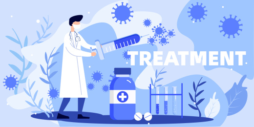 戴口罩的医生对抗病毒