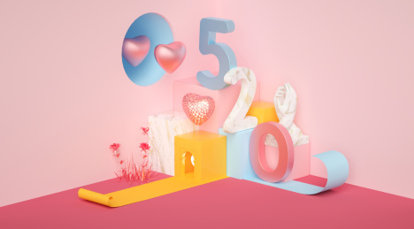 情人节520创意三维海报